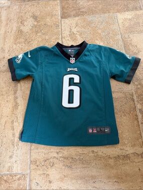 NFL Youth Eagles #6 Jersey in Teal with Black Trim